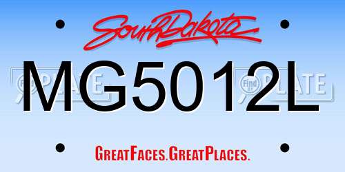 MG5012L South Dakota License Plate