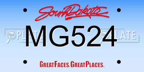 MG524 South Dakota License Plate