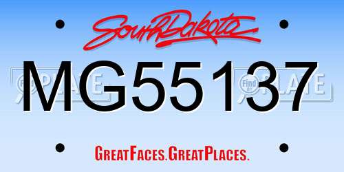 MG55137 South Dakota License Plate
