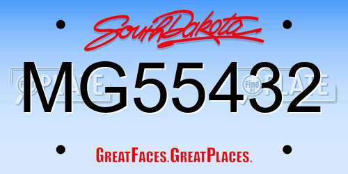 MG55432 South Dakota License Plate