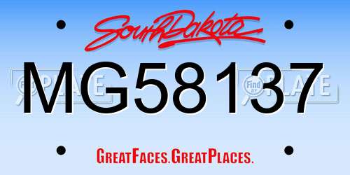 MG58137 South Dakota License Plate