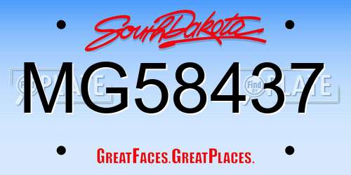 MG58437 South Dakota License Plate