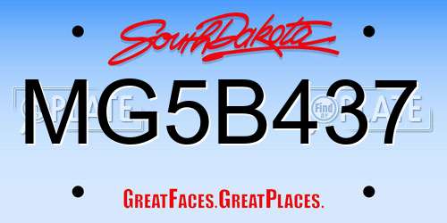 MG5B437 South Dakota License Plate
