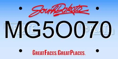 MG5O070 South Dakota License Plate