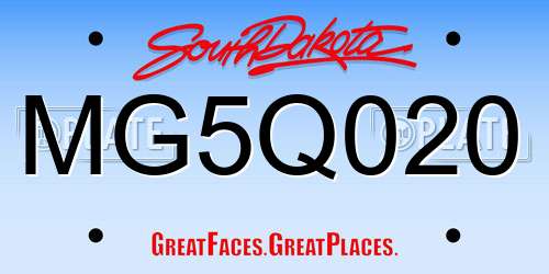 MG5Q020 South Dakota License Plate