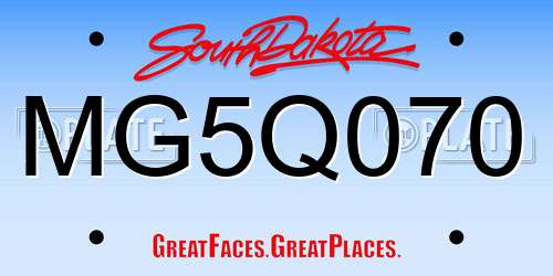 MG5Q070 South Dakota License Plate