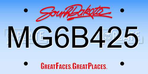 MG6B425 South Dakota License Plate