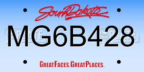 MG6B428 South Dakota License Plate