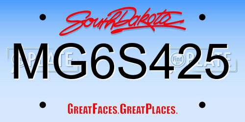 MG6S425 South Dakota License Plate