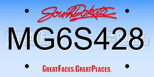 MG6S428 South Dakota License Plate