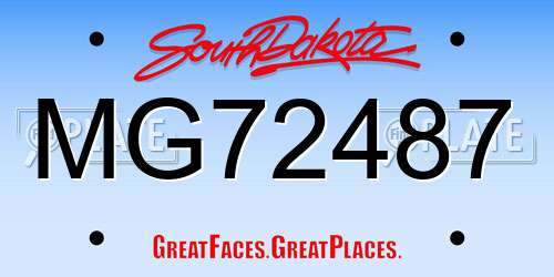 MG72487 South Dakota License Plate