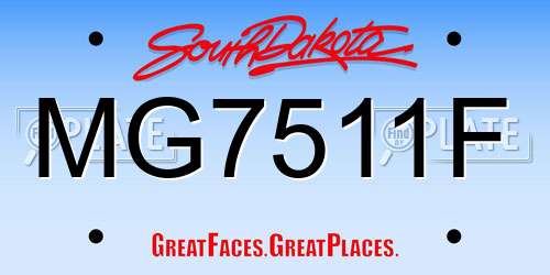 MG7511F South Dakota License Plate