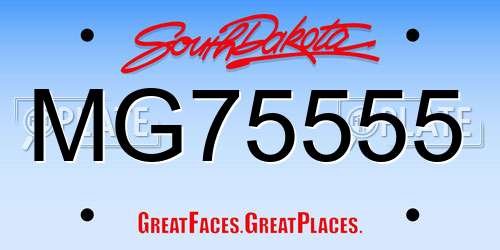 MG75555 South Dakota License Plate