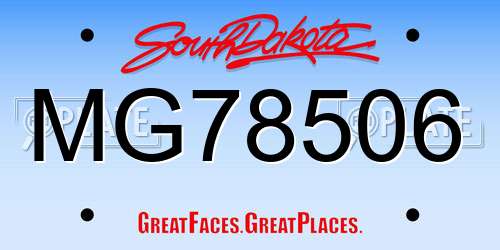 MG78506 South Dakota License Plate