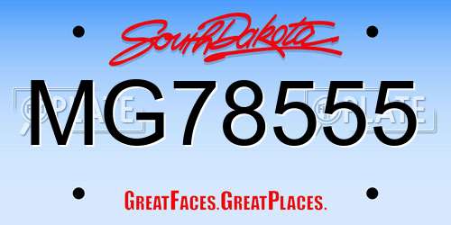 MG78555 South Dakota License Plate