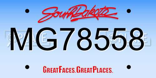 MG78558 South Dakota License Plate