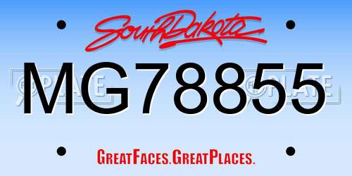 MG78855 South Dakota License Plate