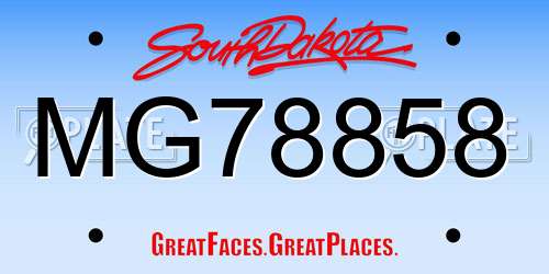 MG78858 South Dakota License Plate