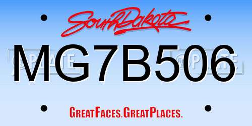 MG7B506 South Dakota License Plate