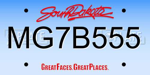 MG7B555 South Dakota License Plate