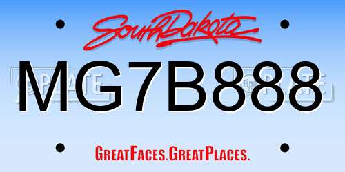 MG7B888 South Dakota License Plate