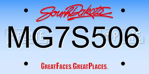 MG7S506 South Dakota License Plate