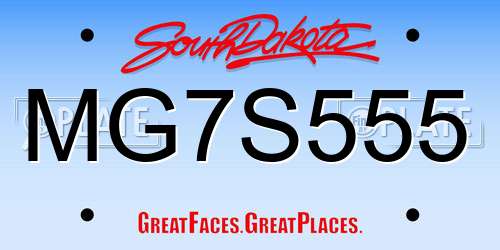 MG7S555 South Dakota License Plate
