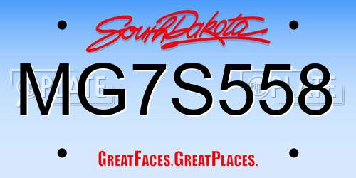MG7S558 South Dakota License Plate