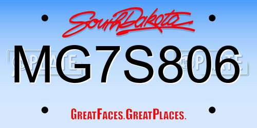 MG7S806 South Dakota License Plate