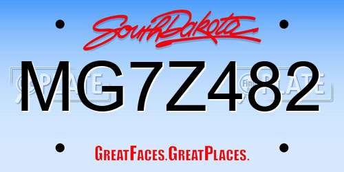 MG7Z482 South Dakota License Plate