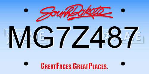 MG7Z487 South Dakota License Plate