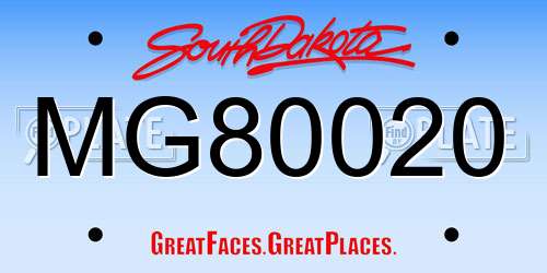 MG80020 South Dakota License Plate