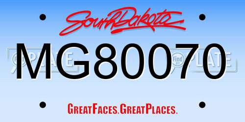 MG80070 South Dakota License Plate