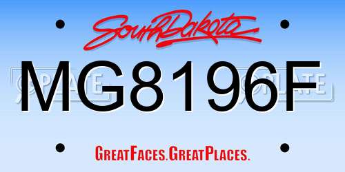 MG8196F South Dakota License Plate