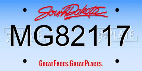 MG82117 South Dakota License Plate