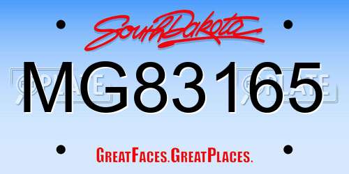 MG83165 South Dakota License Plate
