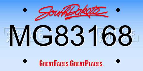 MG83168 South Dakota License Plate