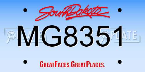 MG8351 South Dakota License Plate