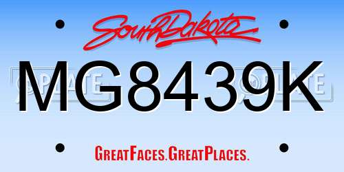 MG8439K South Dakota License Plate