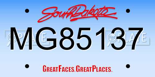 MG85137 South Dakota License Plate