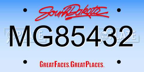 MG85432 South Dakota License Plate