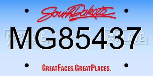 MG85437 South Dakota License Plate