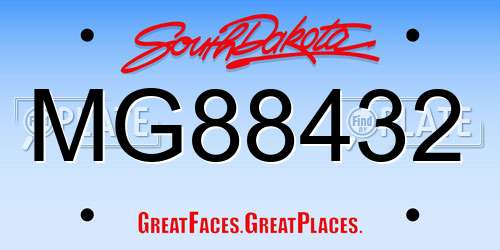 MG88432 South Dakota License Plate