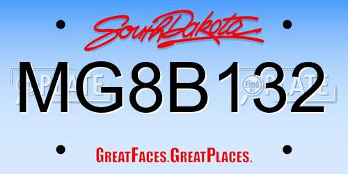 MG8B132 South Dakota License Plate