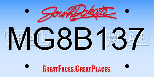 MG8B137 South Dakota License Plate