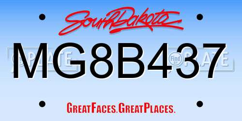 MG8B437 South Dakota License Plate