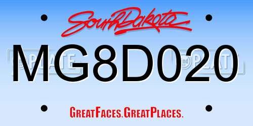 MG8D020 South Dakota License Plate