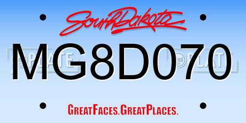MG8D070 South Dakota License Plate