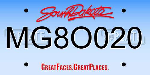 MG8O020 South Dakota License Plate