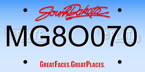 MG8O070 South Dakota License Plate